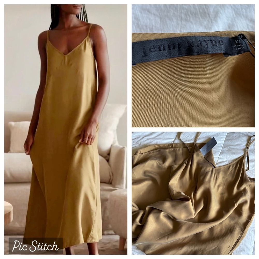 NWT Jenni Kayne Rio Slip Dress Bronze XL Bias Minimalist Luxury Candlelit Glam